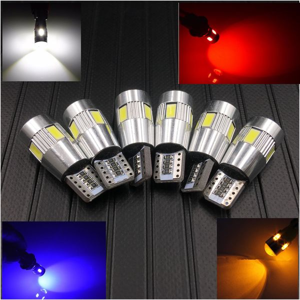 

6x t10 w5w car led turn signal bulb canbus auto interior dome reading light wedge side parking reverse brake lamp 5w5 5630 6smd
