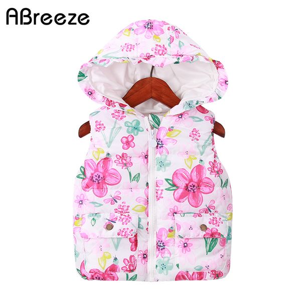 

new classic autumn winter children vest casual floral print baby girls waistcoats 1-7y kids hooded vest coats for girls, Blue