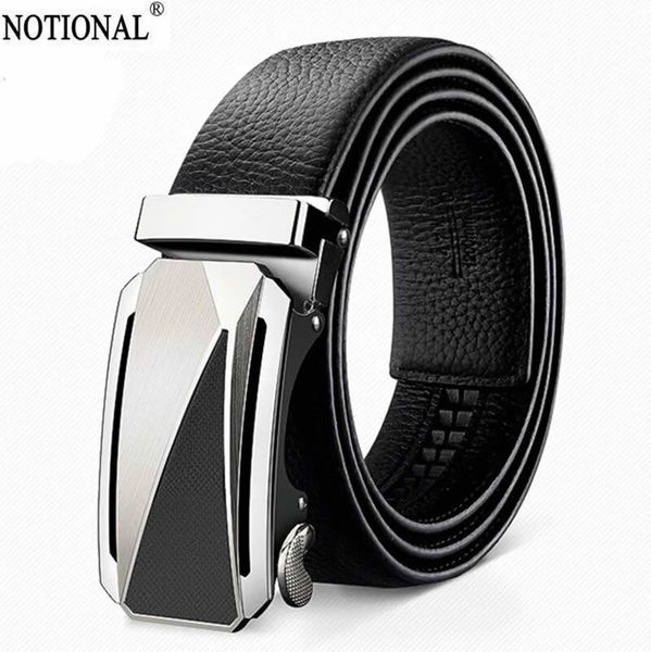 

men belt genuine leather belt belts for men mens ratchet slide belts leather automatic buckle male vintage jeans chain nx1201b, Black;brown