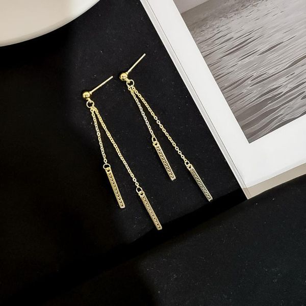 

silver pins zircon tassel drop earrings for women girl fashion jewelry accessories