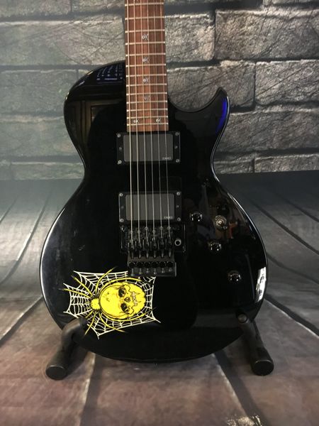 

metallica kh-3 spider 90's bolt-on kirk hammett black electric guitar floyd rose locking vibrato bridge & nut, spider skull crossbone i
