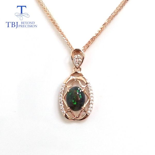 

tbj ,925 sterling silver opal pendant natural gemstone oval 6*8mm simple design fine jewelry for woman anniversary or daily wear