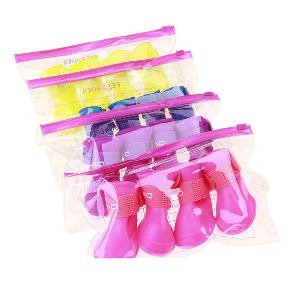 

4pcs set outdoor pet rain boots non-slip durable pet rain shoes small dog large dog waterproof protective rain boot 8 colors l dbc dh0982-3