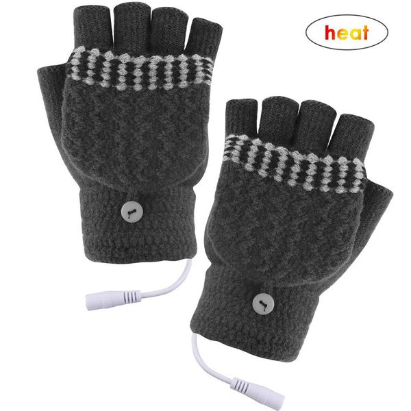

men's women's usb heating gloves hand warmers winter warm mittens hand laphalf fingerless gloves
