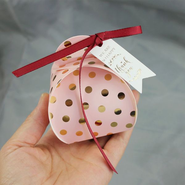 

100pcs cute dots bronzing candy boxes chocolate box for baby shower gift box birthday wedding party favor dropshipping