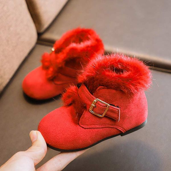 

детская обувь для девочек 2019 новинка удобная теплая меховая обувь для девочек кроссовки на плоской подошве с твердыми пряжками для детей, Black