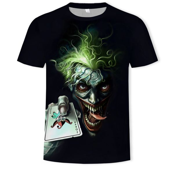 

mens designer clown 3d printed short-sleeved t-shirt personalized fashion 3d short-sleeved t-shirt style, White;black