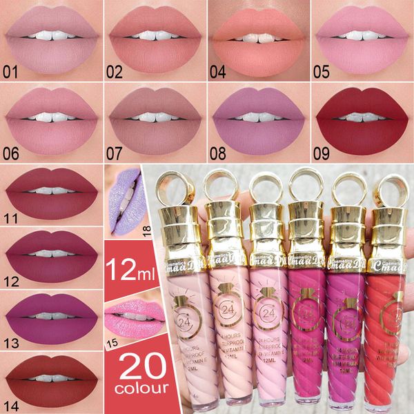 Acheter Cmaadu Maquillage à Lèvres Velours Mat Brillant à Lèvres 12ml Grand Volume Liquide Rouge à Lèvres étanche Sexy Rouge Métallique Shimmer