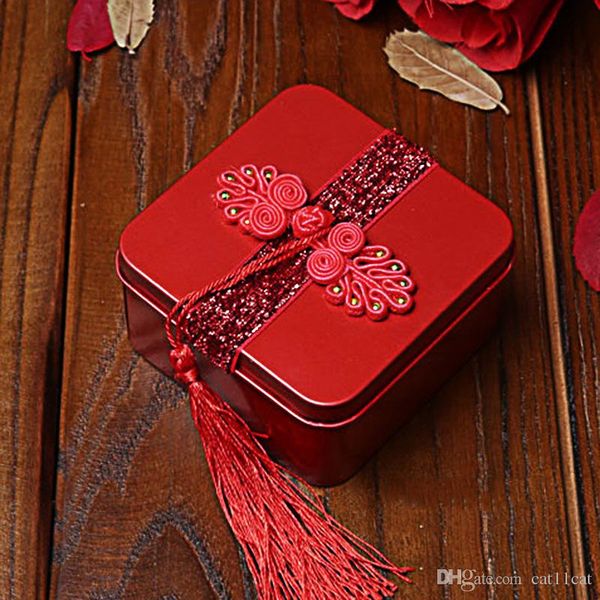 Chinese Asian Style Red Double Happiness Wedding Favor Box