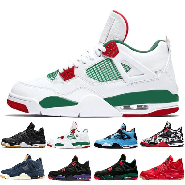 

4 4s Tattoo Singles Day Mens Basketball Shoes Travis Scotts Raptors White Cement Purple Black Cat Bred men sports sneakers designer trainers