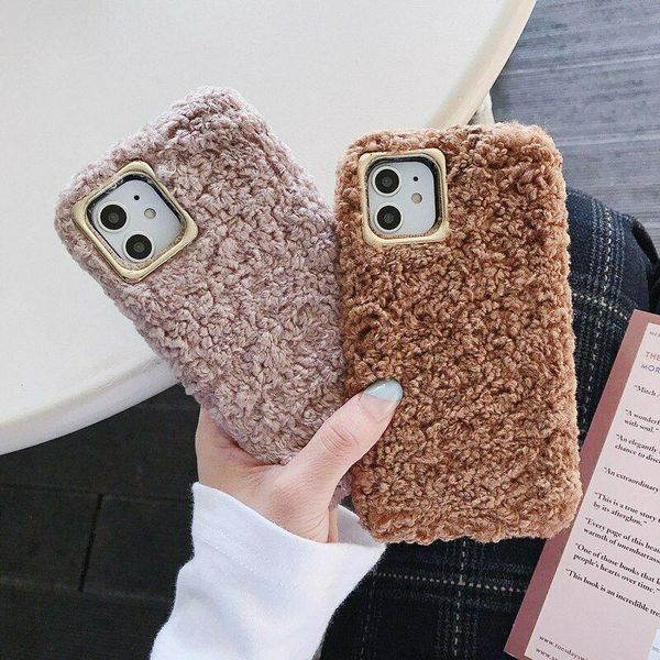 

2019 winter phone case plush for iphone 11promax lamb fur shell tpu soft case 6/7/8 xsmax xr cover