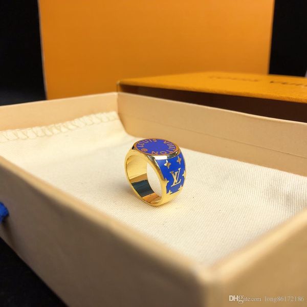 

designer men's rings luxury designer jewelry women rings colors signet rings blue enamel monogram patterns 19 luxury fashion accessorie, Golden;silver