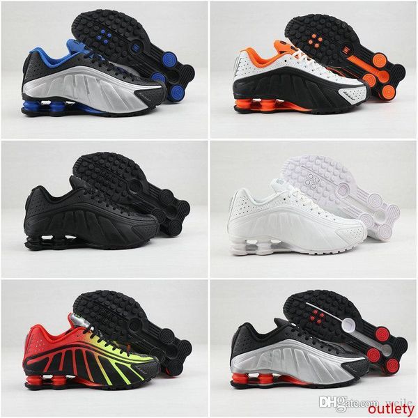 

shox r4 mens running shoes neymar og triple black white racer blue comet red trainers fashion sports sneakers des chaussures