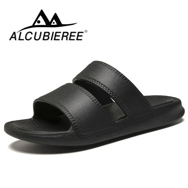 

alcubieree summer mens peep toe shoes man breathable sandals fashion eva slippers lightweight beach shoes men casual slides, Black