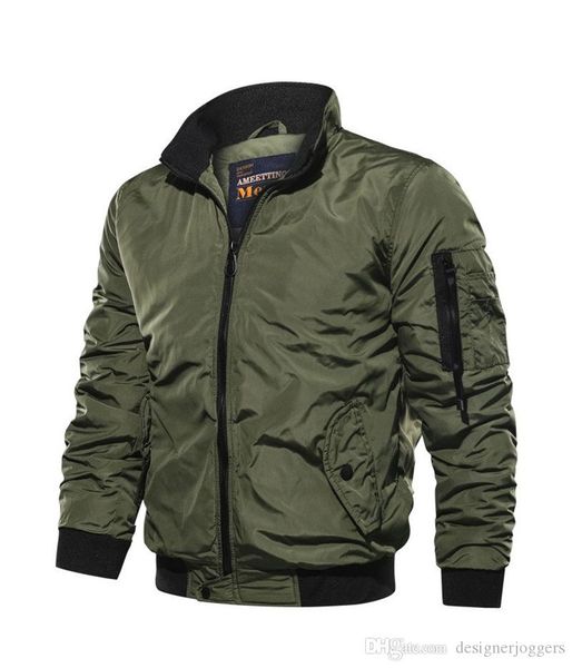 

solid color mens flight jackets stand collar long sleeve mens outerwear plus size males coats clothing, Black;brown