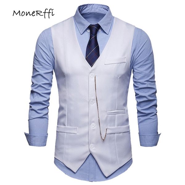 

monerffi men waistcoat suits vest sleeveless blazers basic business casual formal dress vest jacket plus size 2019, Black;white