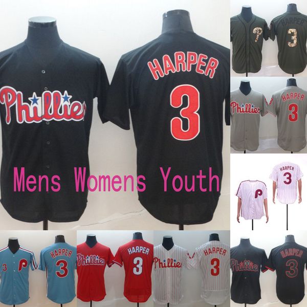 

Philadelphia 3 Bryce Harper Jersey Mens Womens Youth All Stitched Phillies Bryce Harper Baseball Jerseys Cheap Fast Shipping S-XXXL
