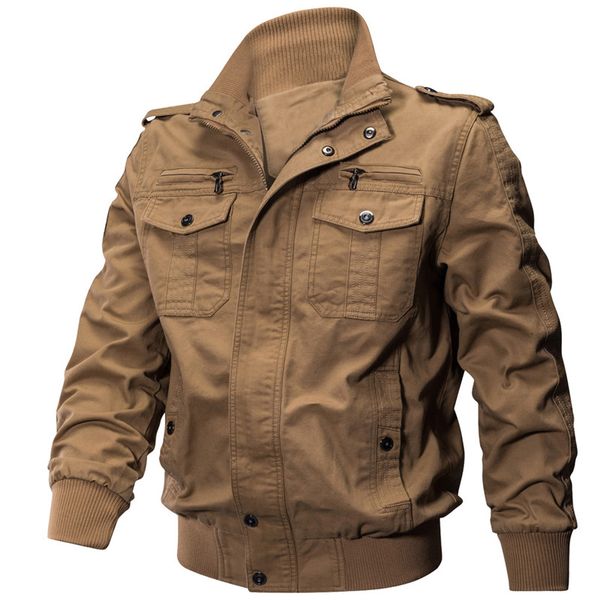 

baseball pilot jacket large men's casual zipper pilot flying cotton coat solid color, Black;brown