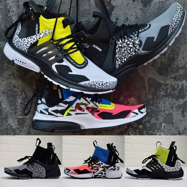 

new acronym x presto mid v2 street sneakers mens womens black white yellow grey darts camouflage graffiti running shoes boots 36-45