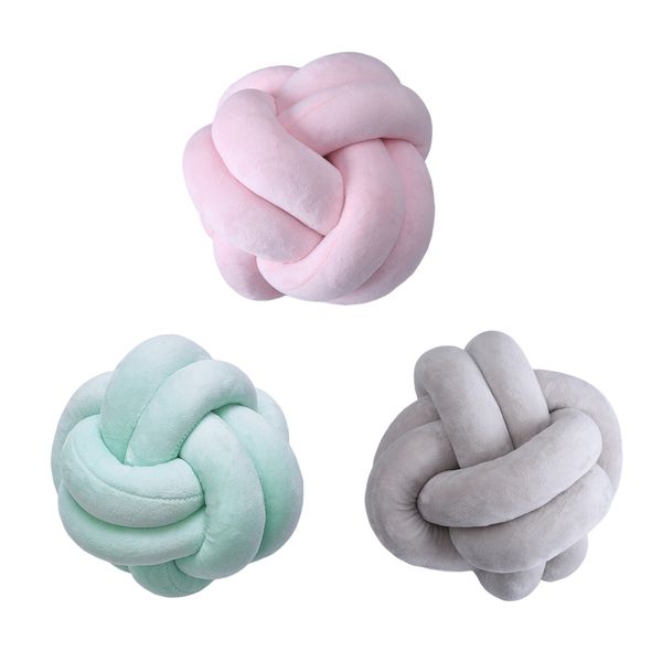 

3pcs round knot pillow hand-woven soft throw pillow for living room bed