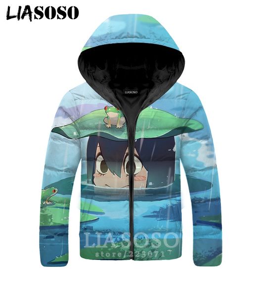 

my hero academia jackets men women asui tsuyu 3d print anime plus velvet thickening zipper hoodies warm down filled coat a281-19, Black