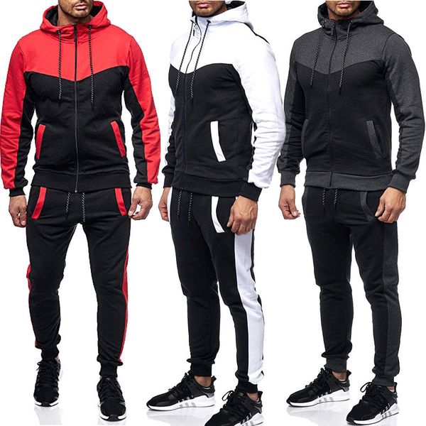 

new fashion men tracksuit set hoodies sweatshirt slim fit pants jogger sportswear suit tracksuits hoodies sweatshirt +pant, Gray