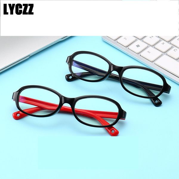 

lyczz girls boys silicone optical frame anti-blue light retro glasses frames kids soft eyeglasses children amblyopia eyewear, Black