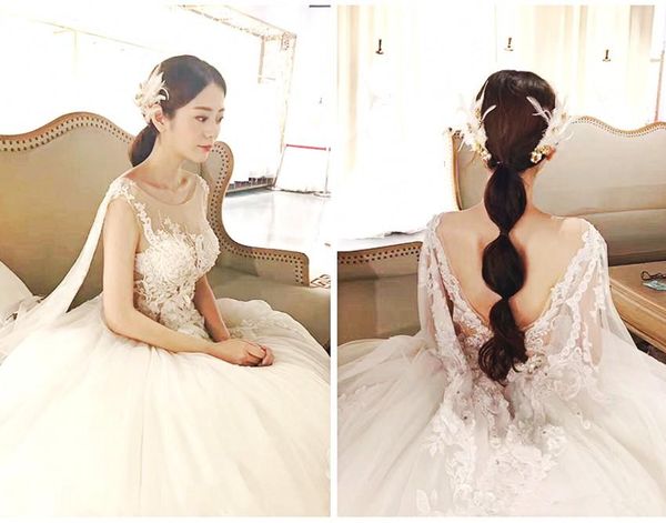 

white tulle long train lace applique ball gown princess vintage wedding dresses beading bling 2019 china formal wedding bridal gowns