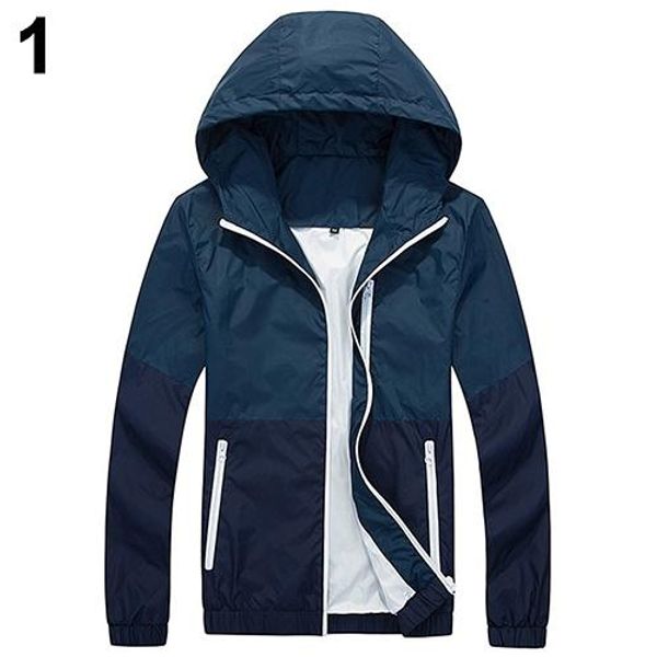 

fashion men's zip up hooded jacket summer casual outdoor sportwear windbreaker 2019 ing, Black;brown