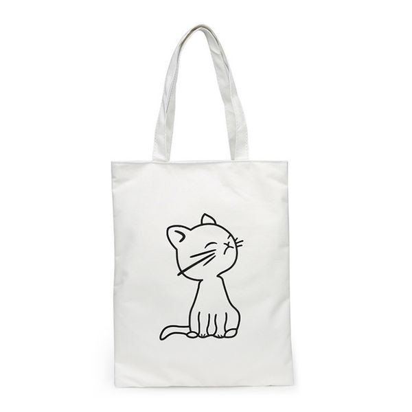 

print foldable handy shopping bag reusable tote pouch recycle storage bag cat cute handbag