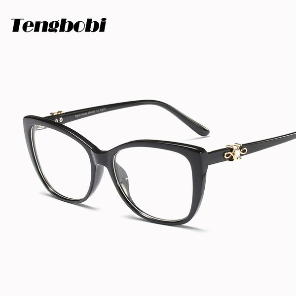 

retro bow rhinestone eyeglasses frames men optical fashion women computer glasses cy257, Black