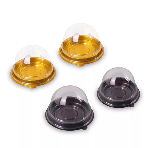 

black&gold bottom plastic cupcake cake dome container mini size wedding favor boxes cupcake boxes supplies 50sets=100pcs