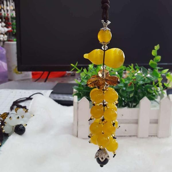 

2019 new style cat's eye stone crystal pendant creative retro gourd-shaped car interior trim vehicle-mounted rearview mirror dec