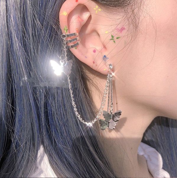 

new creative baroque butterfly cool pendant punk drop dangle earring harajuku jewelry for women girl luck friendship gifts, Silver