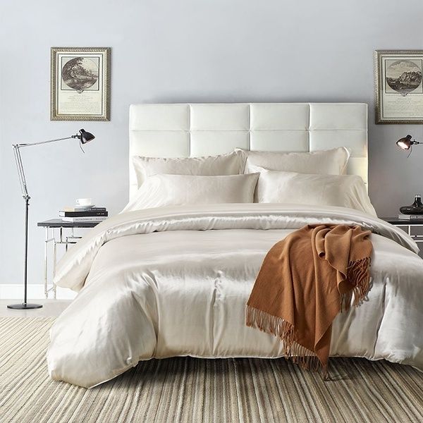 

us size silk 3pcs bedding sets bedcloth bed cover duvet cover cool summer bedsheet bedroom decor home textile(7 color