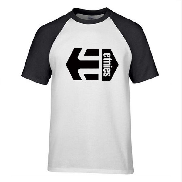 

2019 summer new etnies printed t shirt mens 100% cotton raglan t-shirts skateboard tee boy skate tshirt, White;black