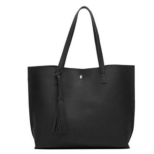 

simple fashion women handbags leather solid tassel pendant large capacity korean ladies shopping travel hand bag women bag #ng