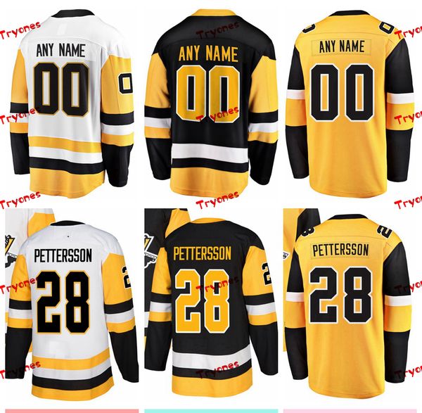 

2019 marcus pettersson pittsburgh stitched jerseys customize home new alternate yellow shirts #28 marcus pettersson hockey jerseys s-xxxl, Black;red