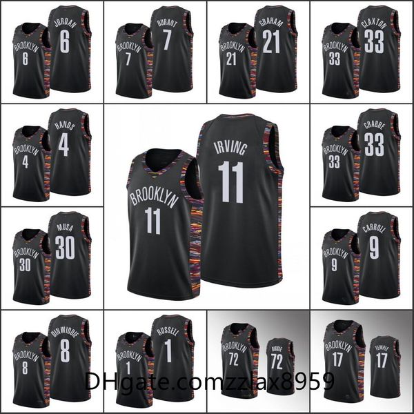 

мужчины ирвинг дюрант brooklyn нба taurean prince 72 biggie deandre джор дан 2020 город black сетки на заказ джерси, Black;red