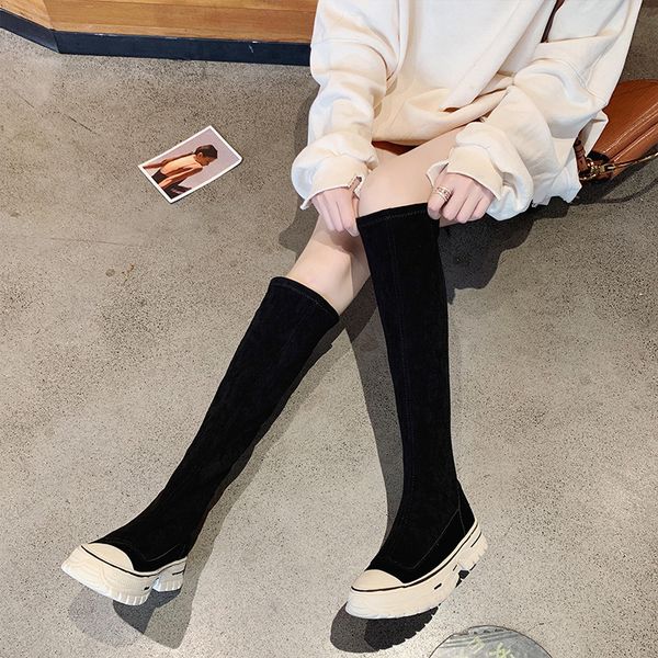 

size 35-40 2019 new socks boots shoes women boots black over the knee platform shoes female autumn winter long