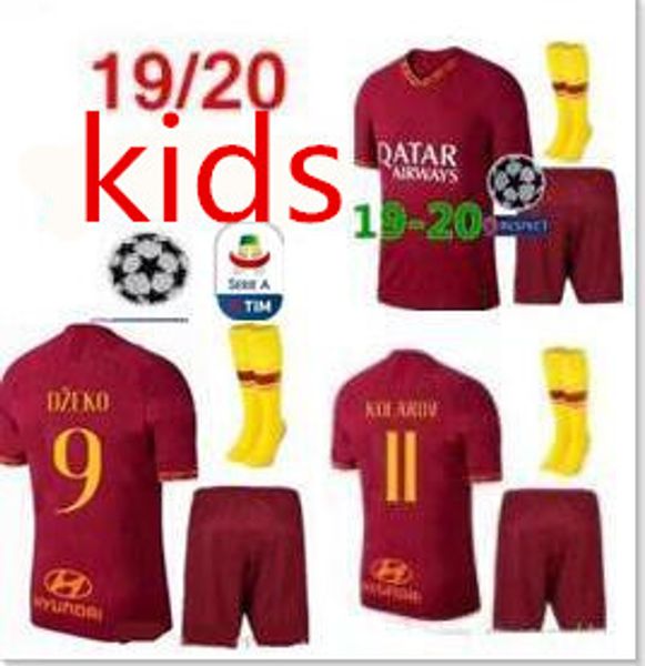 

2019 Kids Rome Home Away Soccer Jerseys Totti Dzeko 19 20 Nainggolan Futbol Camisa As Football Camisetas Shirt Kit Maillot Roma as roma