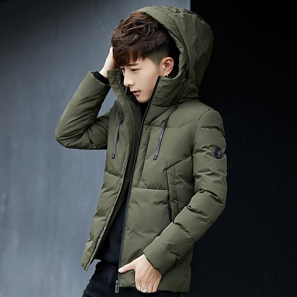 

new brand winter jacket men warm padded hooded overcoat fashion casual down parkas male jackets and coats hoodies outerwear male, Black