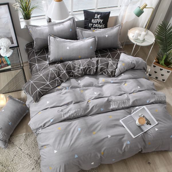 

triangle stripe design ins bedding sets duvet cover pillowcase flat bed sheet king  double full 4pcs,single 3pcs bed 2019