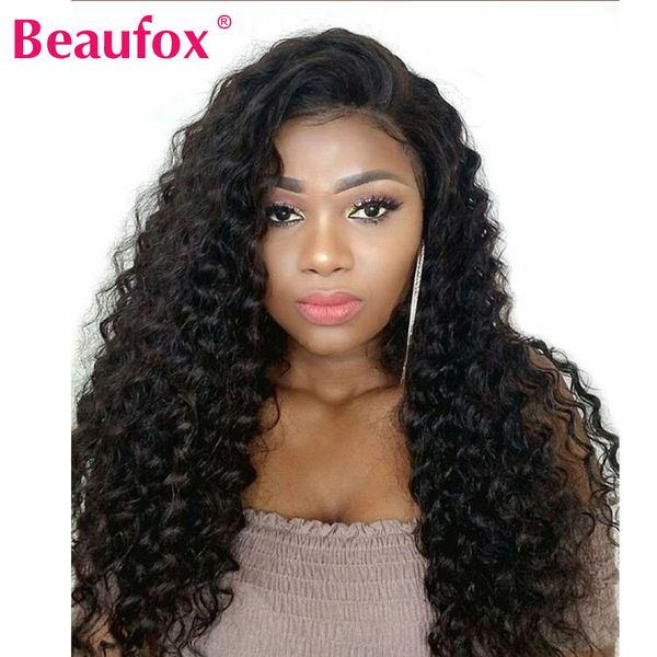 

beaufox deep wave lace front human hair wigs for black women 360 lace frontal wigs pre plucked with baby hair remy, Black;brown