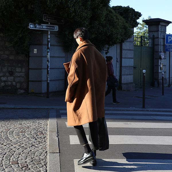 

antumn winter warm woolen coat men overcoat 2020 new fashion double breasted long windbreaker male's clothing lx1118, Black