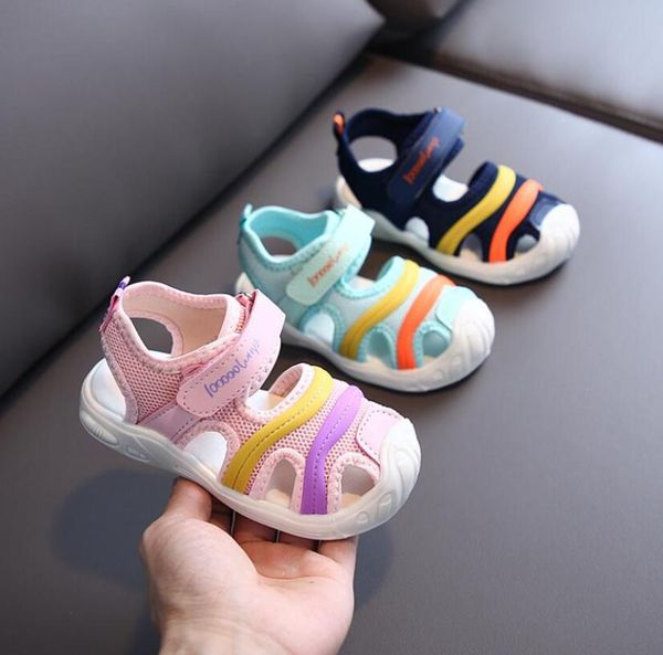 

summer children boys sandals girls fashion sports leather beach shoes comfortable soft breathable anti-slip kids sandals, Black;red