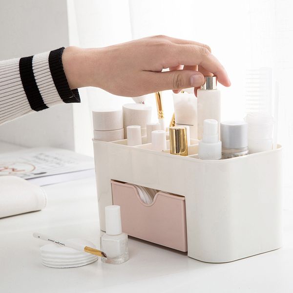 

makeup organizer lipstick brush case plastic cosmetic box deskdrawer bathroom women jewelry sundries boxes container