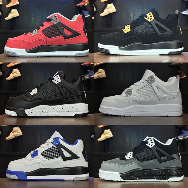 

2019 новая детская обувь ретро баскетбол обувь оптовые новые 4 4s кроссовки дети спорт девушка тренеры баскетбол обувь размер 28-35, Black