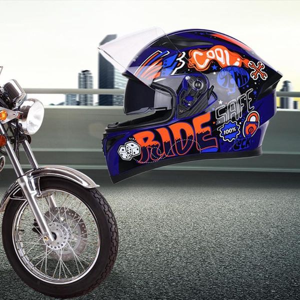 

motorcycle helmet full face helmet cover personality cool four seasons double lens motorcycle racing for men and women