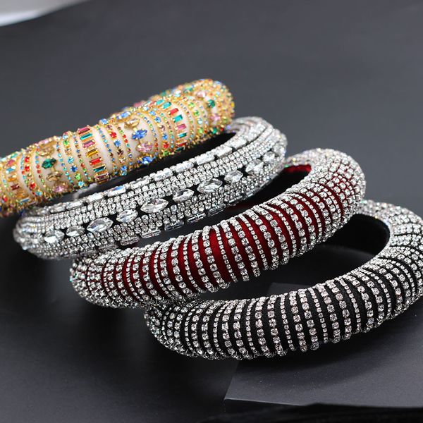 

colored rhinestone headband baroque luxury gold rhinestone court headband dance party cocktail temperament wild headband 705, Golden;white